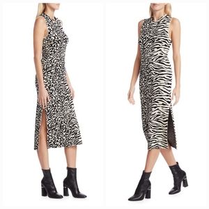 PROENZA SCHOULER WHITE LABEL Mixed Animal-Print Sleeveless Midi Dress Medium